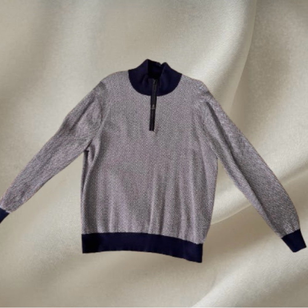 J. Crew Men's Zip-Up Sweater in Blue and Gray